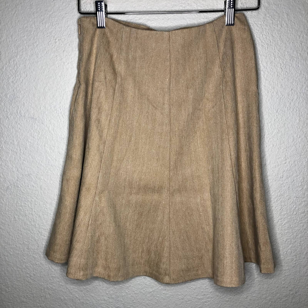 The Limited Skirt Women 0 Tan White‎ Herringbone A Line Workwear Classic Neutral